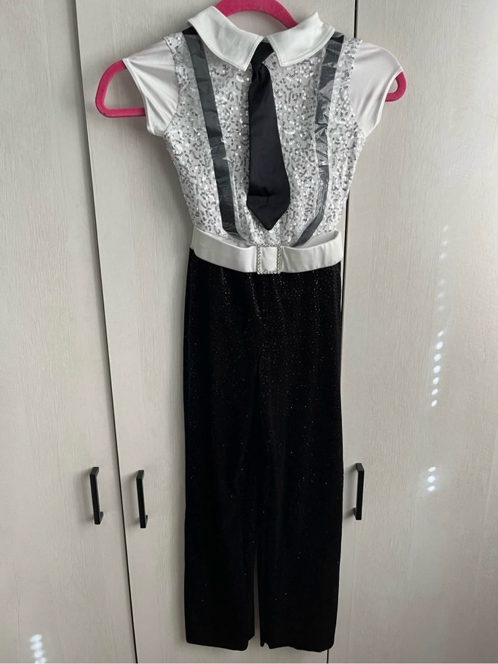 Weissman Black, White & Silver Sequin Dance Jumpsuit